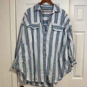 We The Free Sky Blue and White Striped Shirt